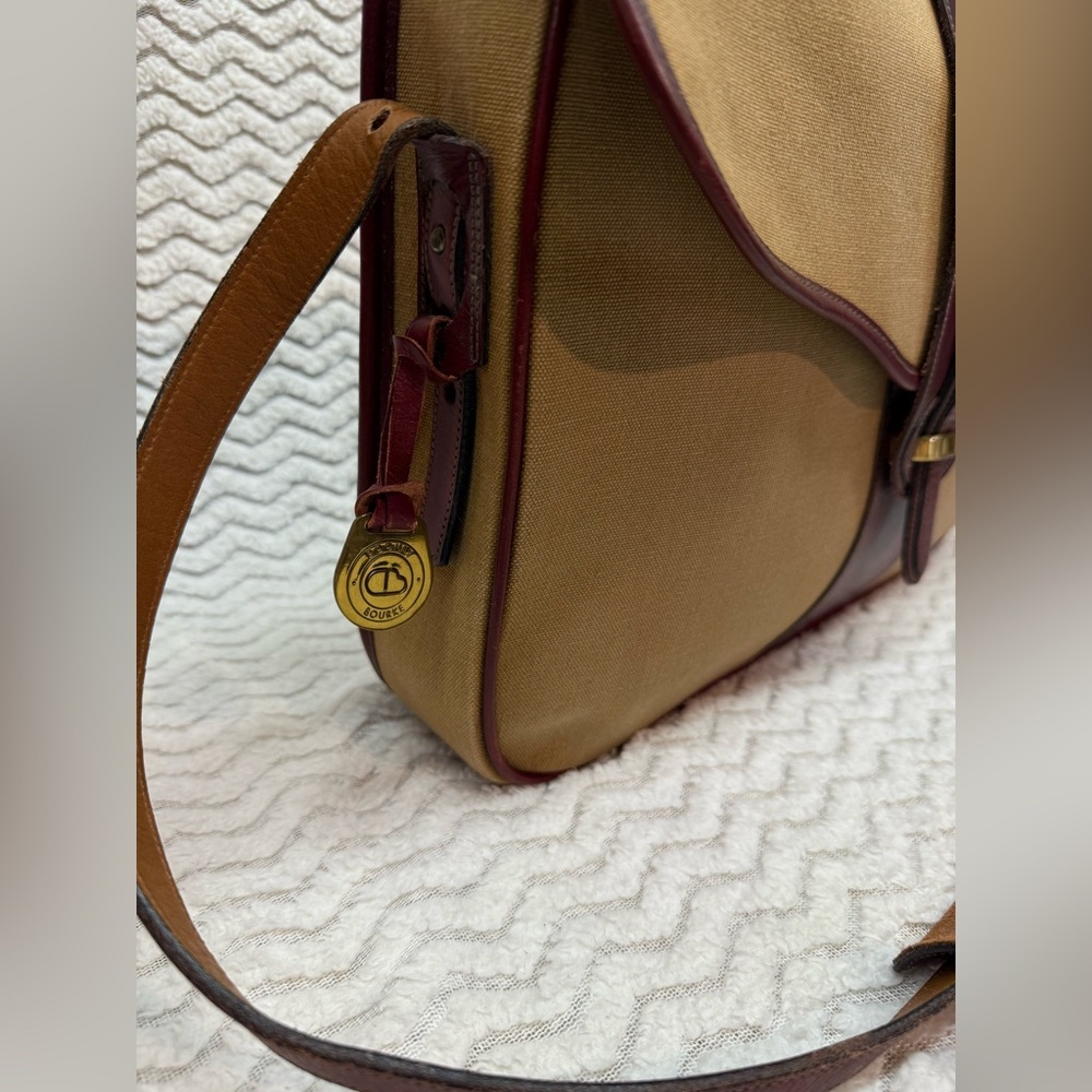 VTG Dooney And Bourke Equestrian Beige Canvas Red Leather Green Label Briefcase - Picture 2 of 16